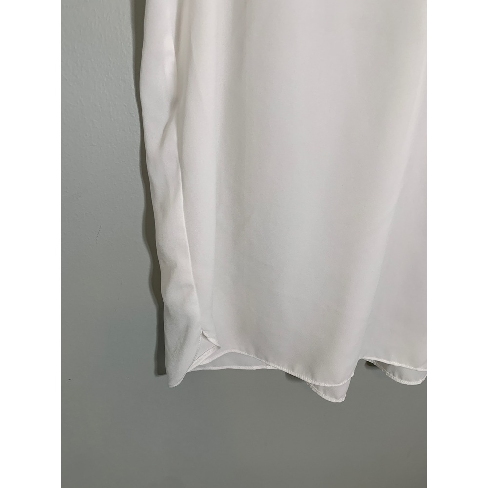 NYDJ Sleeveless Blouse Women Large White V-Neck Pleated Shoulder Shell Top - Picture 2 of 11